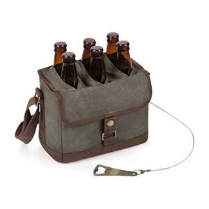 Legacy by Picnic Time waxed-canvas 6-pack Beer Caddy Cooler Tote with Opener. NW